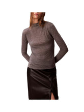 CALVIN2 2USCITA Calvin Klein Top Ls Wool Tencel Mock Grigio Grigio